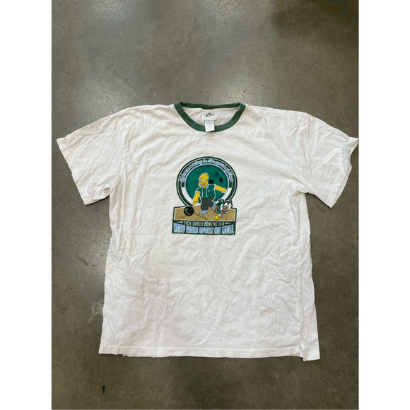 Vintage 2003 Homer Simpson Bowling‎ Lover Shirt Large 21x26 White Matt-Groening - Picture 1 of 4